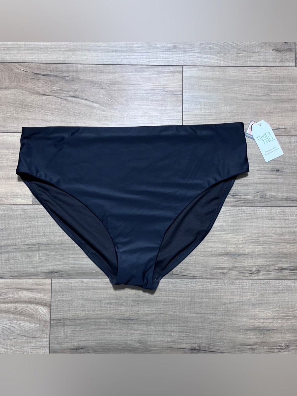 Time and Tru Womens High Waist Swim Bikini Bottom Size 3X (24W-26W) Black